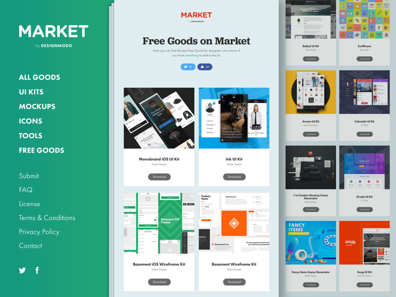 Free Goods for Designer free free icons free ui kit freebie menu psd side menu sketch ui kit