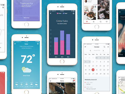 Kama Mobile UI Kit ios mobile psd sketch ui kit