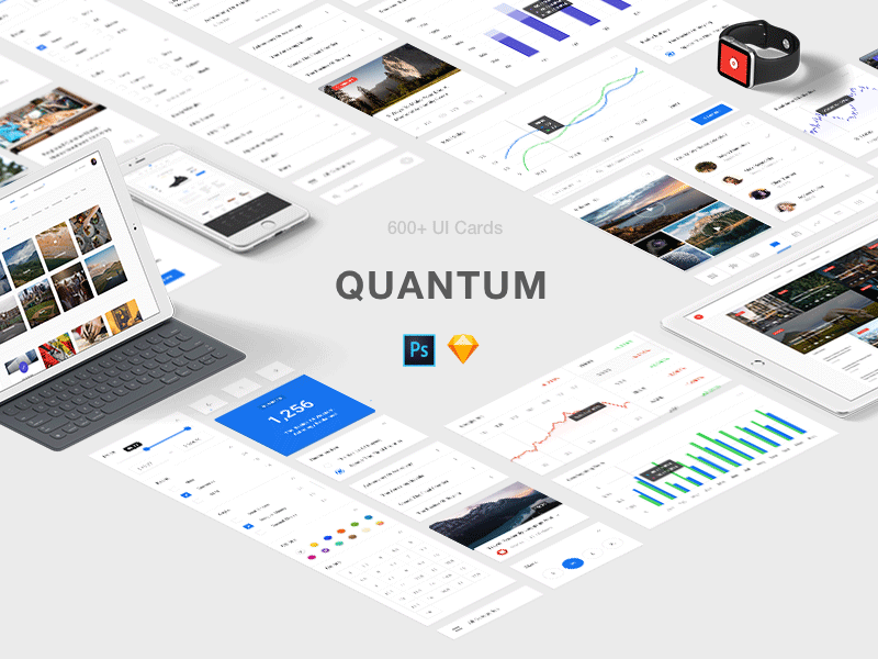 Quantum UI Kit apps cards ios ui kit web design