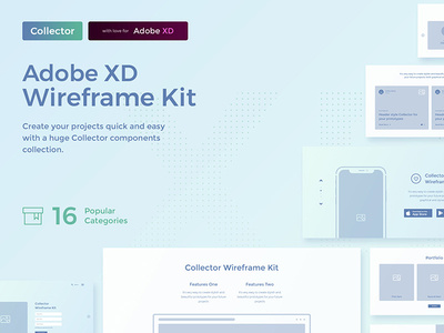 Collector Wireframe Web Kit for Adobe XD