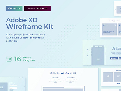Collector Wireframe Web Kit for Adobe XD adobe xd ui ui kit wireframe xd