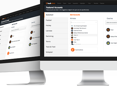 Featured Accounts accounts administration features hudl marketing sports tool visual design web
