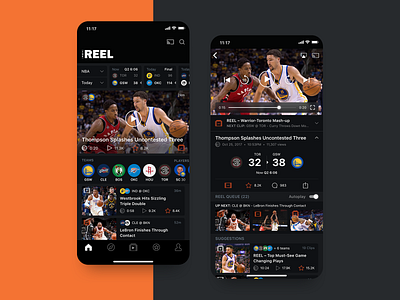 The Reel - Sports Entertainment App app entertainment icons interaction design ios media mobile prototype sports ui ux video