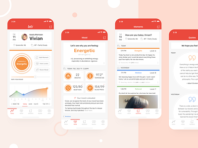 Betr - Mood Tracking Journal App app assistant data visualization interaction design journal mental health mobile mood personal tracker ui ux wellbeing wellness