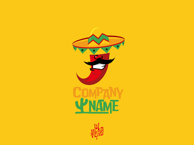Mexican Chili Logo branding character chili emblem graphic design hot illustration logo logotype mexico modern mustache pepper red sombrero spicy
