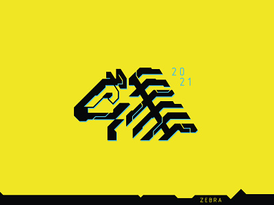 Cyberpunk Zebra Horse Logo
