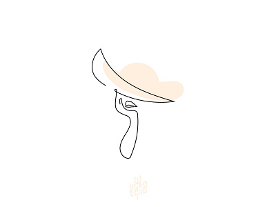 Line woman with a hat Logo