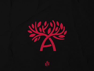 letter A tree logo a emblem foliage letter logo logotype modern red tree vector