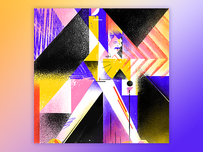 Freddie Mercury 80s abstract art design geometric graphic illustration memphis style music neon portrait queen rock synthwave