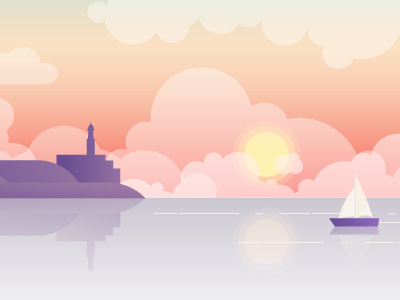 Jaffa sunset boat clouds illustration nature sea sun sunset vector