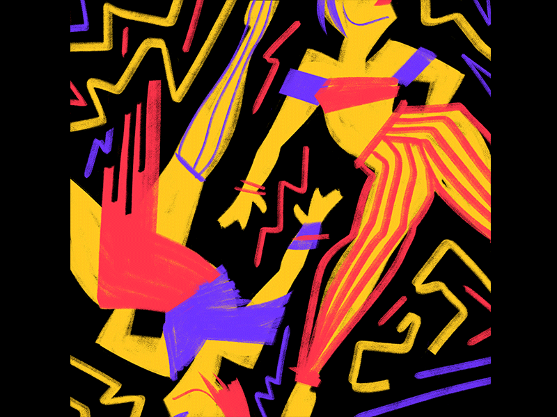 DANCE baby ⚡️ fun music fashion 80s dance party happy dance women art illustration