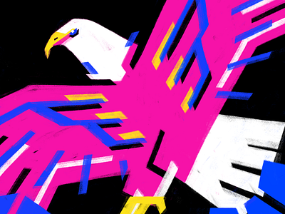 Flight Mode animal art bird blue eagle flight fly graphic illustration neon night pink wings