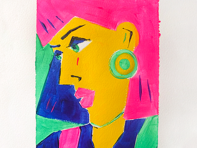 A Closer Look 80s art face geometric graphic illustration neon painting portrait style woman
