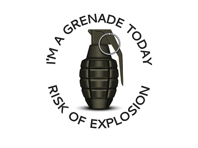Hand grenade and slogan print