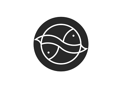 Two fish logo for a seafood restaurant animal icon animal logo black and white circle logo fish icon fish illustration fish logo linear icons logo design minimal minimalist logo restaurant logo round logo seafood seafood icon seafood logo seafood restaurant symmetric logo two fish