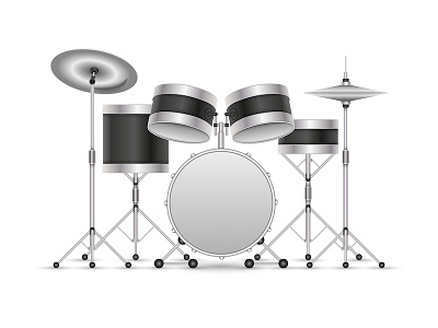 Drum set musical instrument, 3d vector clipart