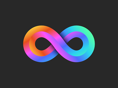 Infinity symbol 3d art 3d logo bright colors design endless geometric art gradient design gradient logo icon icon design identity illustration infinite loop infinity logo infinity shape logo vector