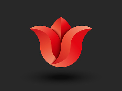 Holland tulip :) 3d art 3d logo beauty salon branding flower flower logo holland tulip logo design red flower red gradient red tulip shadows spa logo tulip tulip flower tulip logo vector yoga logo
