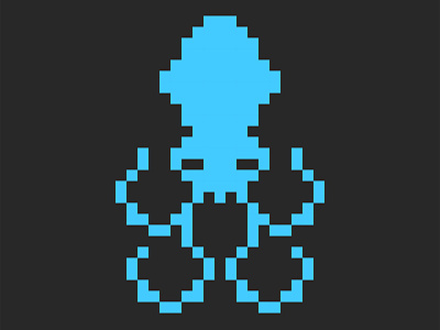 Blue octopus or squid pixel design