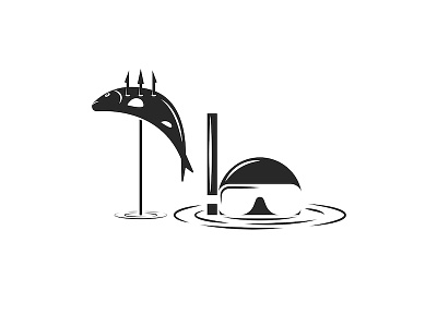Underwater hunter illustration black and white catch diver diving fishing graphic design harpoon hunter illustration mask negative space snorkel snorkeling spearfishing sports illustration trophy underwater water