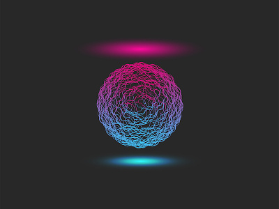 Glowing energy ball with bright neon