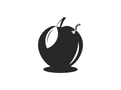 Wormy apple illustration negative space style apple art artwork black and white emblem food illustration food logo fruit illustration logo design minimal negative space shape sweet worm wormy