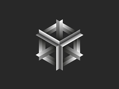 Cubic 3D metal structure, cube logo design