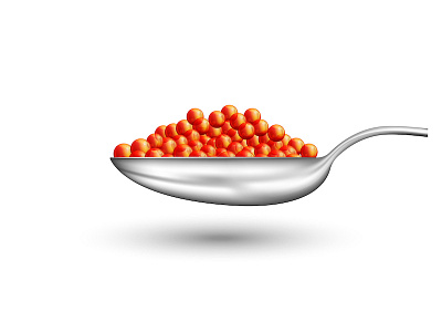 The spoon of the red caviar. Vector illustration.