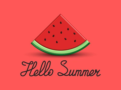 Hello summer 3d fruit 3d shape banner design graphic design hello summer illustration poster design red summer summer bunner summer mood summer poster summertime typography vector watermelon