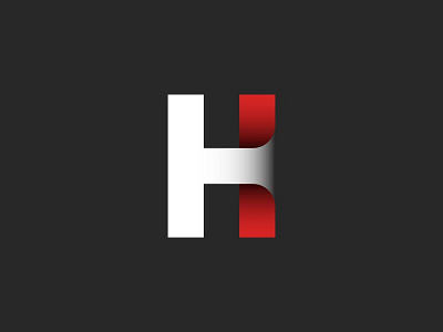 Letter H logo black design h letter logo material paper red ribbon shadow smooth white