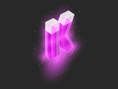 3D Logo K letter pink neon design isometric k letter logo mockup neon perspective shape substance typography