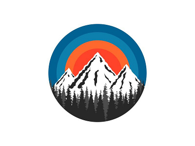 Mountain logo circle emblem landscape logo logotype mountain outdoor rock round shape sticker turism