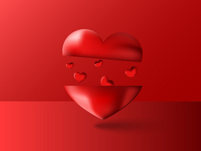 Red Hearts 3d art shapes