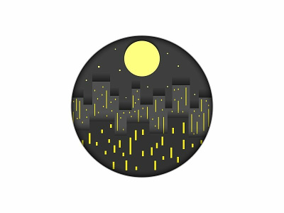 Night City Emblem building city cut paper design emblem illustration light logo moon night shadow town urban urban planning