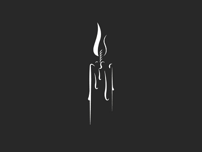 Silhouette of a single burning candle