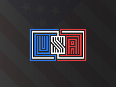 USA lettering American flag background america american flag design emblem illustration letter line linear logo maze monogram national day shape t shirt design t shirt print typography usa usa flag vector