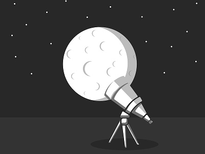 Astronomy illustration astronomy black and white cosmos crater design discovery illustration minimalism moon night science shape sky stars telescope typography