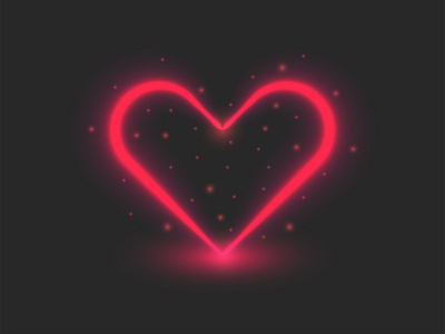 Valentine card template, neon heart