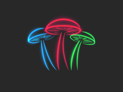 Mushrooms neon illustration food illustration food logo glow in the dark glowing illustration mushrooms neon light neon sign psilocybin mushrooms shape simple toxic vector