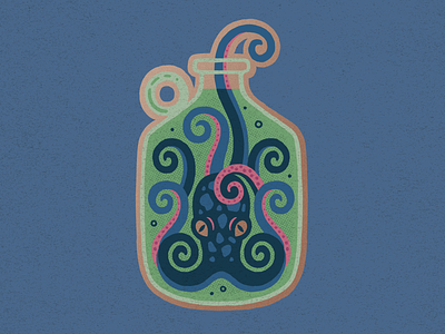 Octopus bottle digital illustration illustration octopus procreate texture