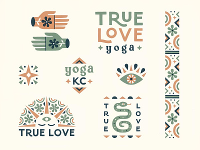 True Love Yoga branding design identity illustration lettering pattern snake yoga
