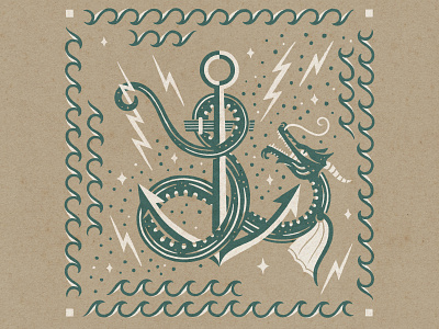 Sea Serpent anchor illustration sea serpent waves
