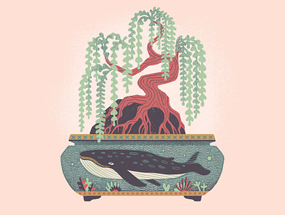Bonsai #3 art print bonsai coral drawing houseplant illustration procreate truegrittexturesupply whale willow