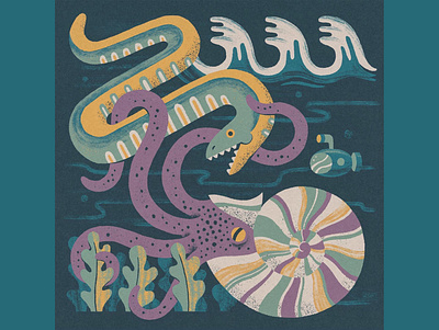Nautilus v2 design illustration nautical nautilus serpent texture truegrittexturesupply undersea