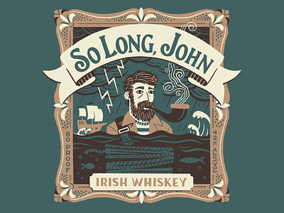 So Long, John Whiskey Artwork branding drunken sailor illustration irish whiskey lettering truegrittexturesupply whiskey