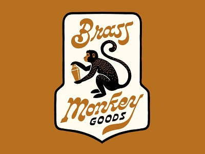 Brass Monkey Patch booze branding brass monkey cocktail illustration lettering logo monkey patch design