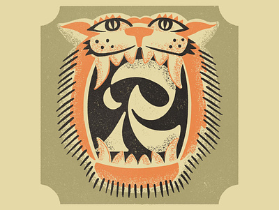 R is for Roar alphabet badge illustration letter lettering matchbox r roar tiger