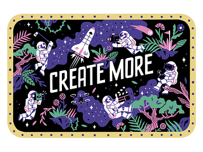 Space Garden astronauts design garden illustration lettering mural space video