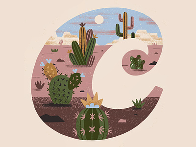 Letter C 36 days of type c cacti cactus desert illustration lettering type typography