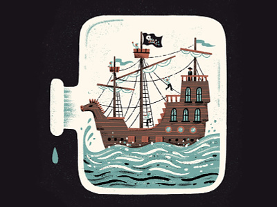 Sea Shanty bottle design illustration pirate sea shanty ship texture